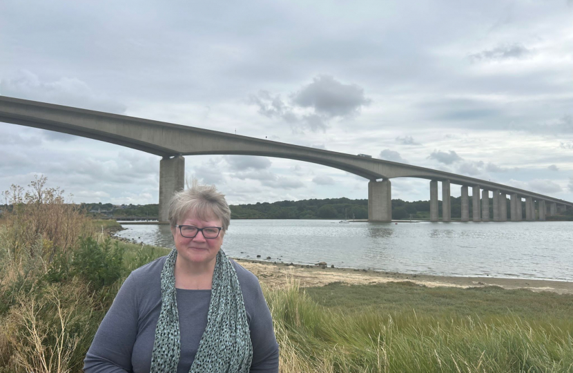 Therese at the Orwell Bridge