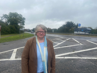 Therese on the side of the A12